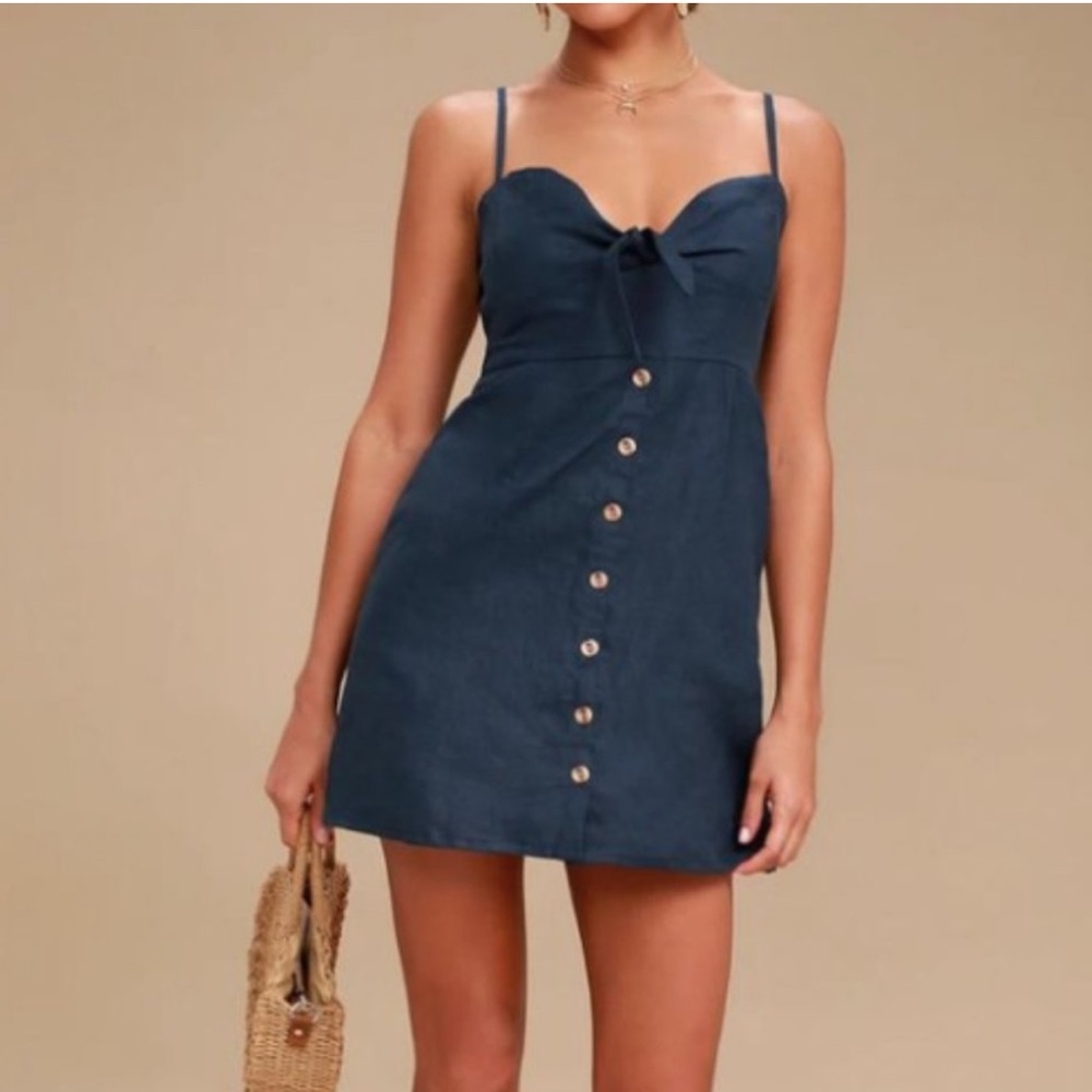 Faithfull the Brand Rodeo Dress Navy Blue Size 4 FLAWED